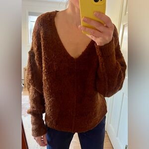 Free People fuzzy brown sweater